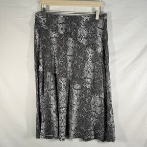 INC International Concepts Snake Print‎ Midi Skirt Size L Ruffle Detail Gray
